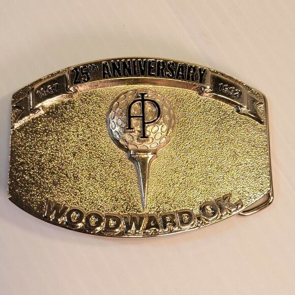 Vintage API Golf Belt Buckle Silver 25TH Anniversary Woodward, OK 1967-1992 - Picture 3 of 11